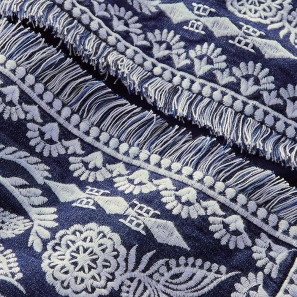 Soft Surroundings Mesaria Jacket Embroidered‎ Dark Denim Open Front Large 2GN81